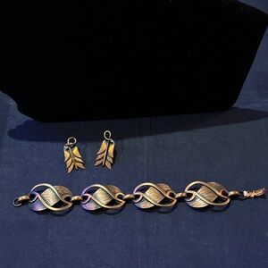 Elegant Vintage Copper Bracelet and Earring Set